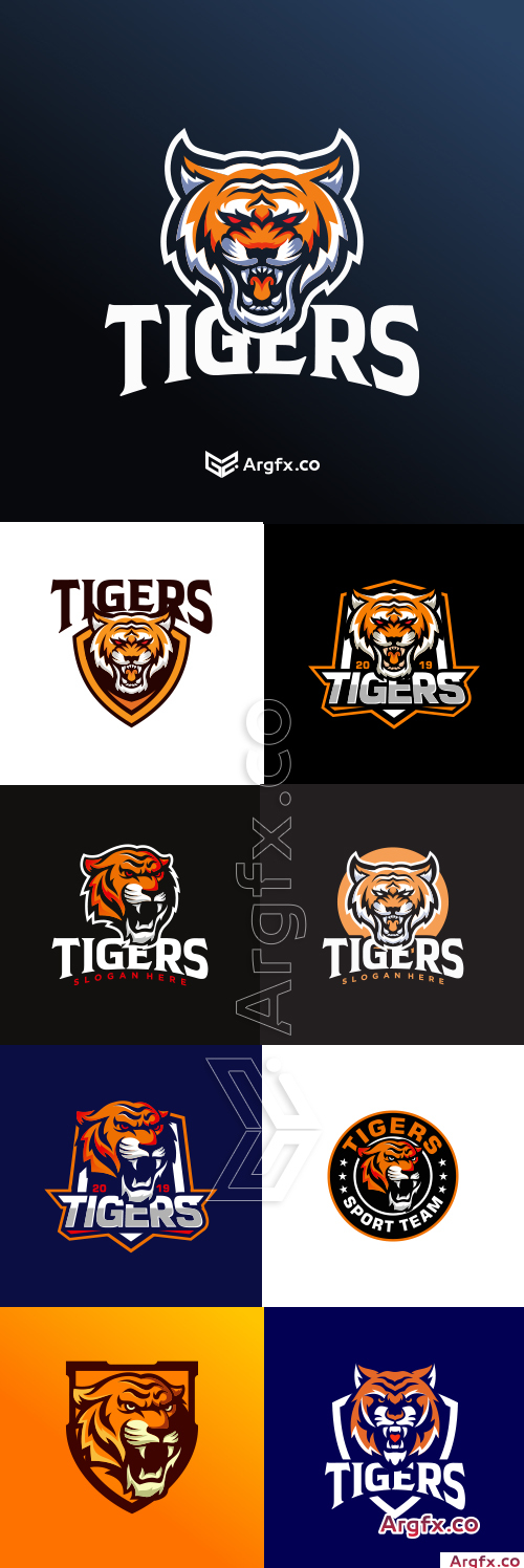 Tigers logo collection vector illustration